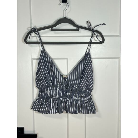 NEW! Womens Striped Cropped Tank Size L Boho Cottagecore Summer Blouse Large - Picture 2 of 9